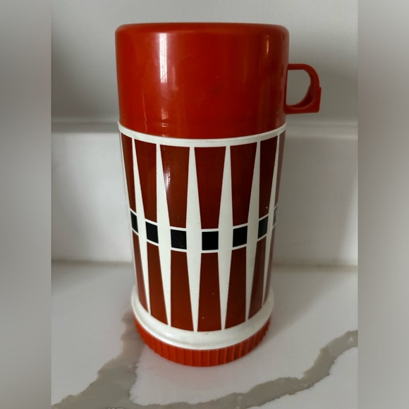 Retro Vintage Thermos King Seeley Plastic Orange Diamond - Half Pint 28A53 - Picture 1 of 10